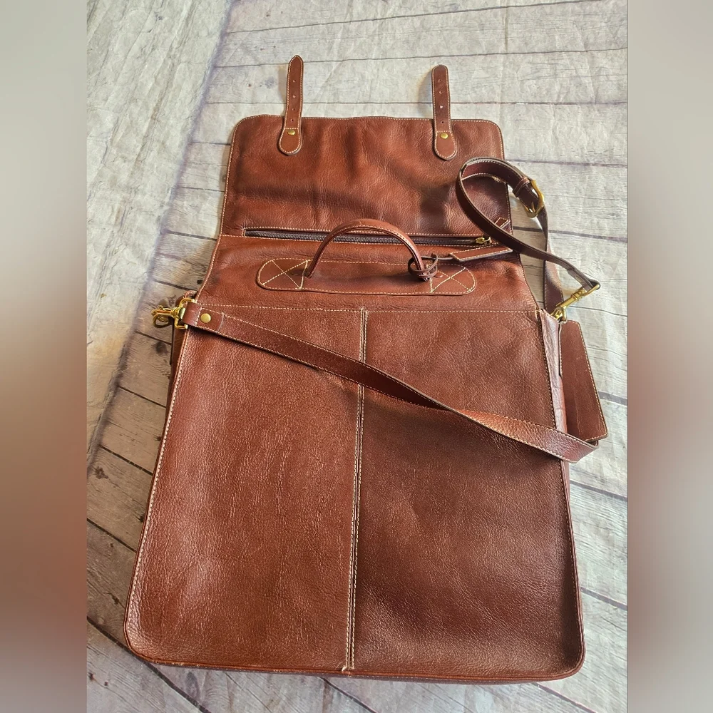 AUSTIN REED BROWN LEATHER CROSBODY LAPTOP/BRIEFCASE MAN MESSENGER BAG